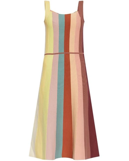 Abito Midi A Righe di Paul Smith in Yellow