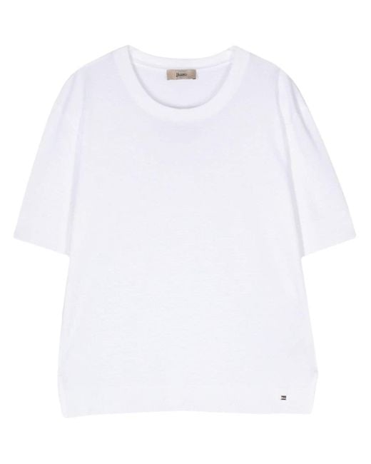 Herno White Fine-knit Short-sleeved Jumper