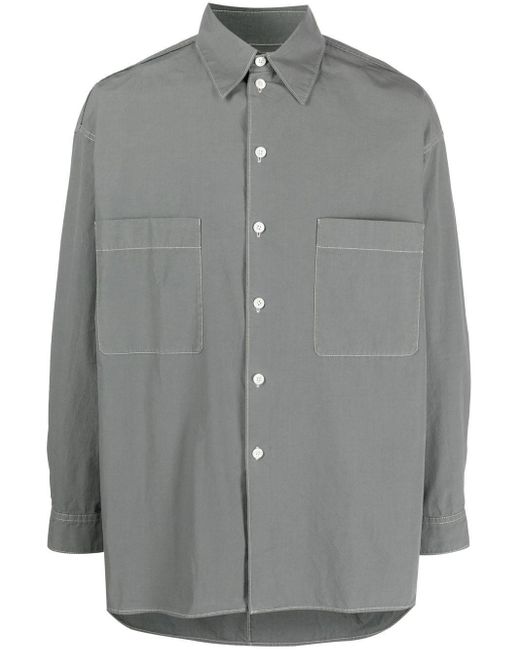 Lemaire Contrasting Stitch Shirt in Grey for Men | Lyst Australia