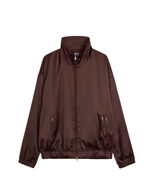 Y-3 Brown Embroidered Satin Jacket