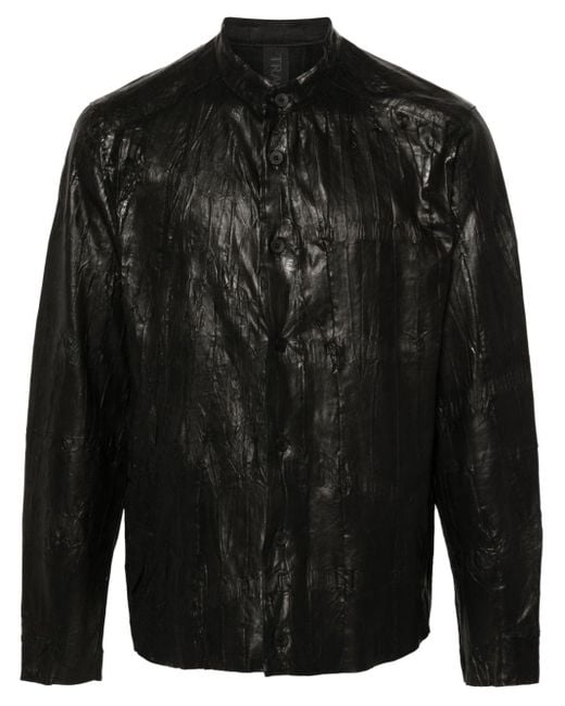 Chemise en cuir à effet froissé Transit pour homme en coloris Black