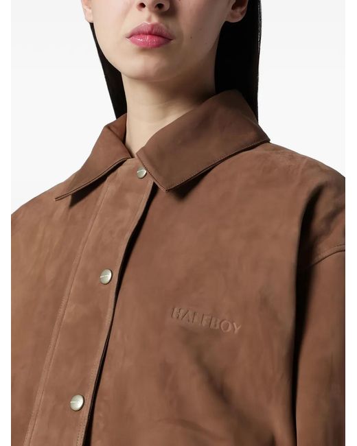 Halfboy Brown Cropped Leather Parka