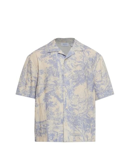 Off-White c/o Virgil Abloh Gray City Nature Linen Bowling Shirt for men