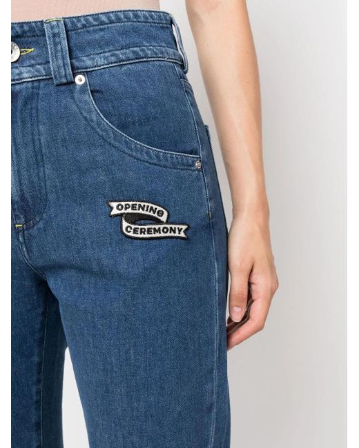 Opening Ceremony Jeans Met Geborduurd Logo in het Blue