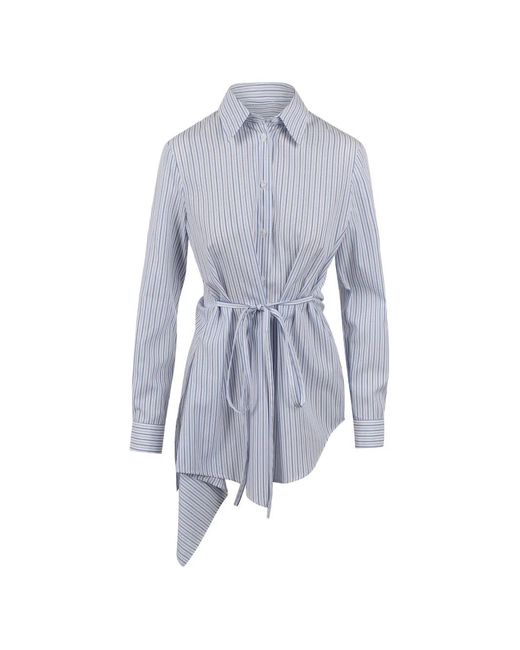 BALOSSA Blue Striped Asymmetric Shirt