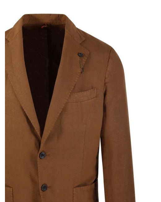 Santaniello Brown Buttoned Blazer for men