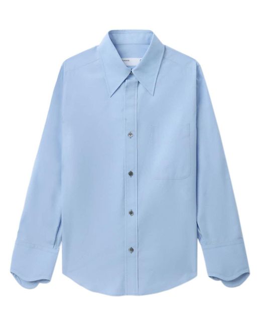 Toga Blue Pointed-collar Cotton Shirt