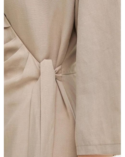 Samsøe & Samsøe Natural Wrap-Effect Quarter-Sleeve Midi Dress