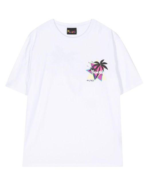 Mauna Kea White Sunset Palms Cotton T-shirt for men