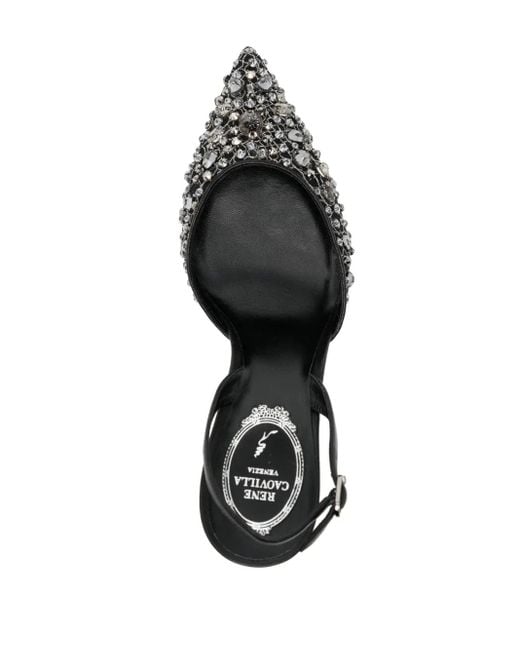 Rene Caovilla Metallic Crystal-Embellished Pumps