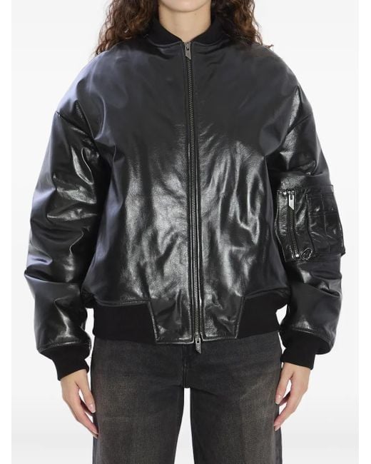 Salvatore Santoro Black Bomberjacke mit Reißverschluss