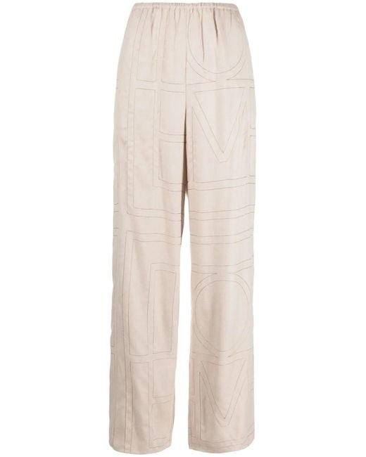 Totême Natural Monogram Flannel Pajama Bottoms