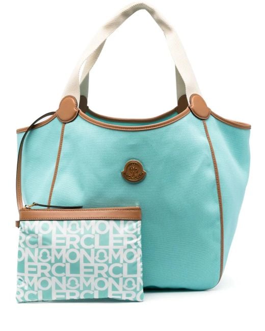 Moncler Blue Shopper Mit Logo-Patch