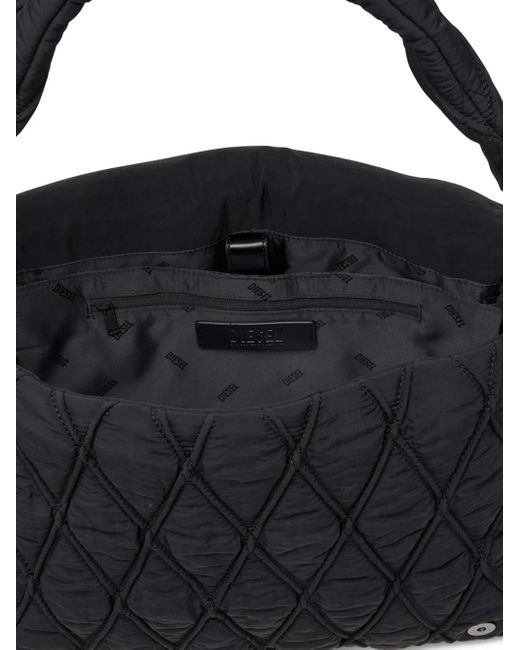 DIESEL Black Large Charm-D Shoulder Bag