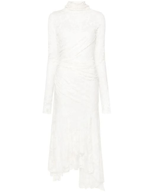 Philosophy Di Lorenzo Serafini White Floral-Appliqué Asymmetric Maxi Dress