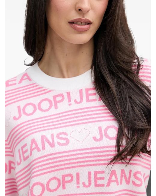 Joop! Pink Karie Logo-Pattern Striped T-Shirt