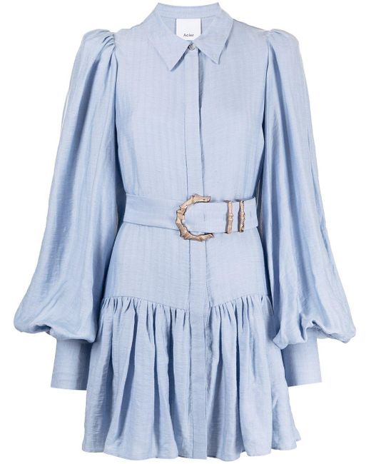 Acler Blue Sherwood Belted Dress