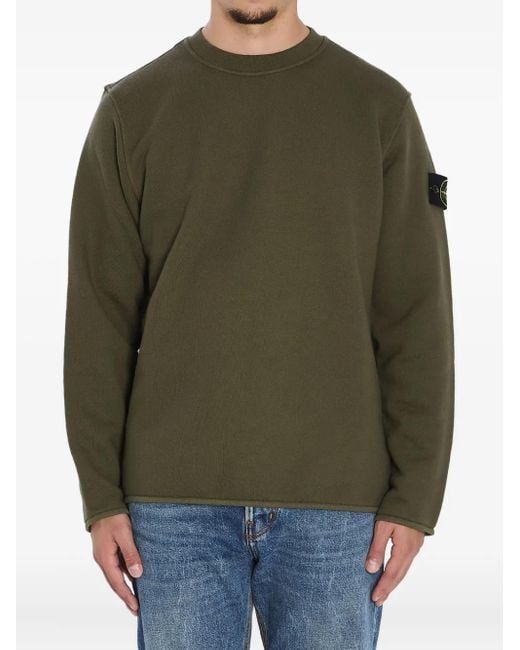 Stone Island Green Heavy Cotton Crewneck Sweatshirt for men