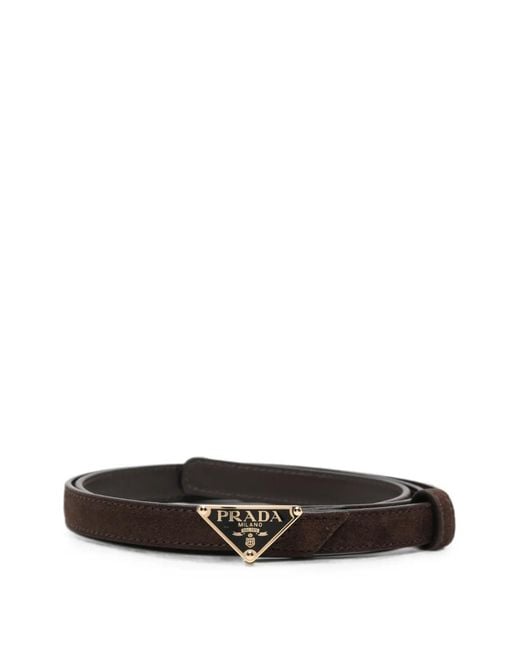 Prada White Logo-Plaque Belt
