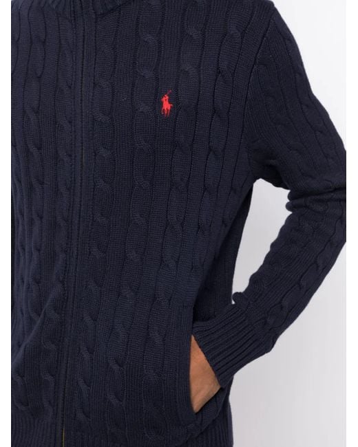 Polo Ralph Lauren Blue Cable-Knit Cotton Cardigan for men