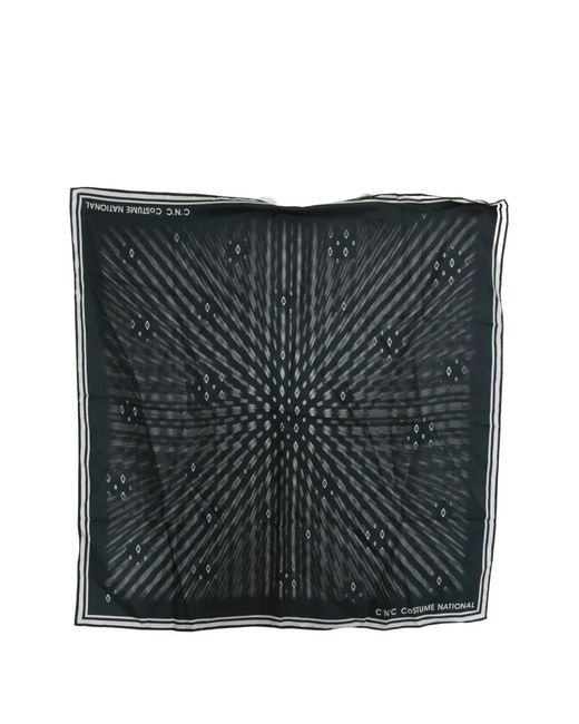 CoSTUME NATIONAL Black Logo-Print Striped Scarf