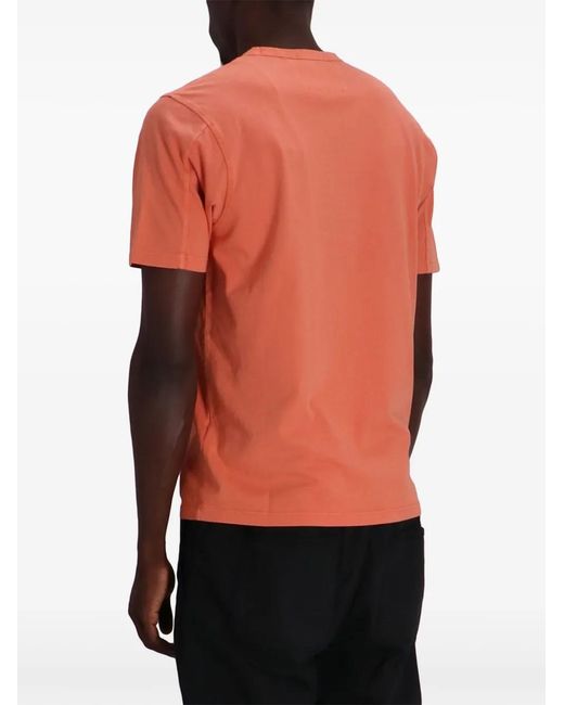 C P Company Orange Logo-Print Cotton T-Shirt for men