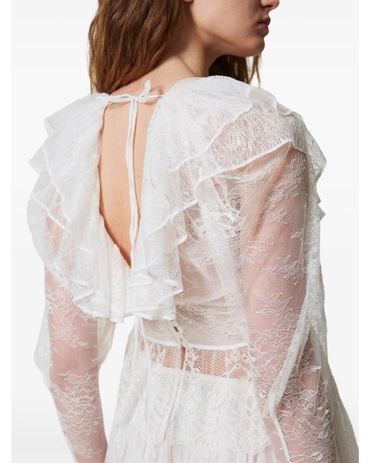 Twinset White Blouse À Design Tressé