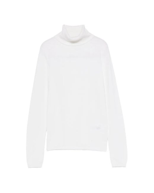 Allude White Roll-Neck Long-Sleeve Sweater