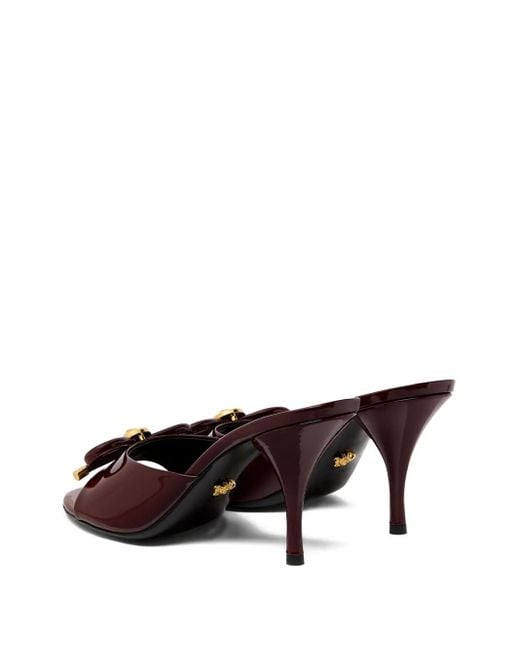 Versace Brown Opera Bow Patent Mules 85 Mm