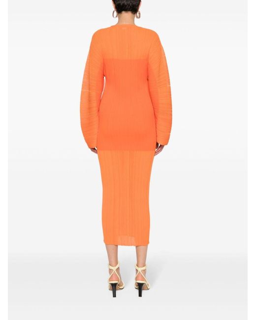 Stella McCartney Orange Fine Ribbed Midi Dress