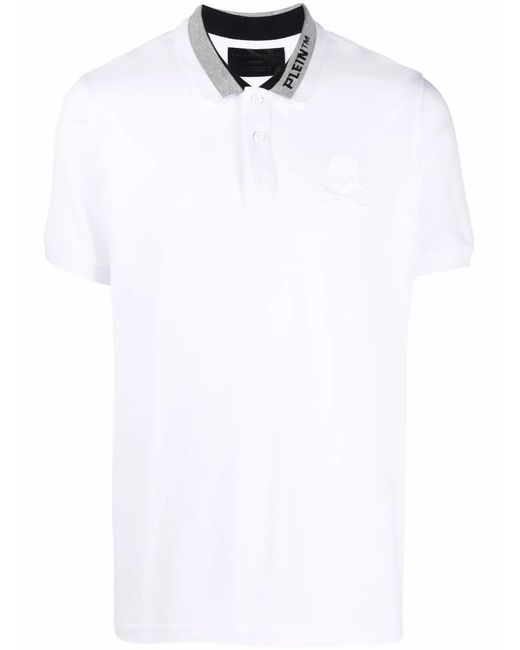 Philipp Plein White Logo Embroidered Polo Shirt for men