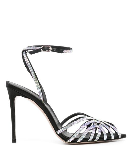 Le Silla White Embrace 105mm Crystal-embellished Sandals