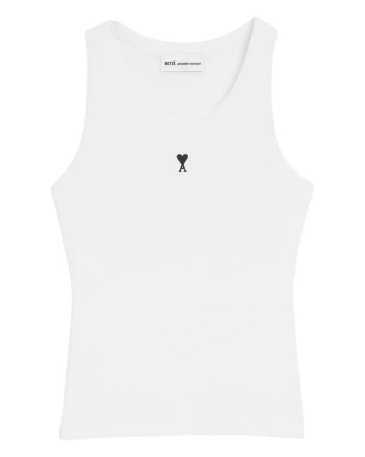 AMI Ami De Coeur Tanktop Met Logodetail in het White