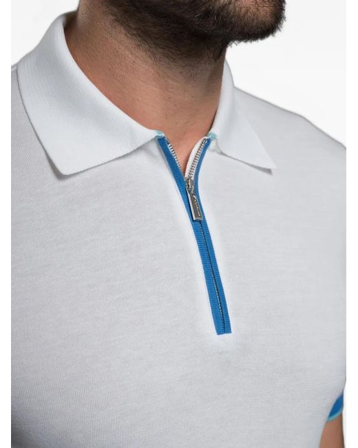 Moorer White Half-Zip Short-Sleeve Polo Shirt for men