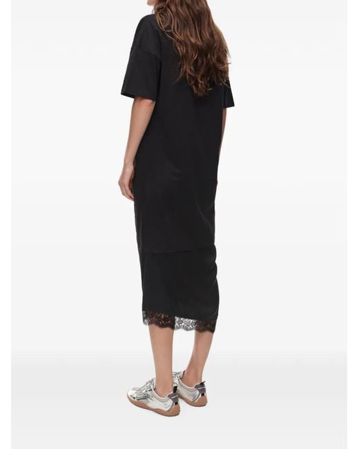 Bimba Y Lola Black Knot Bimaterial T-Shirt Dress