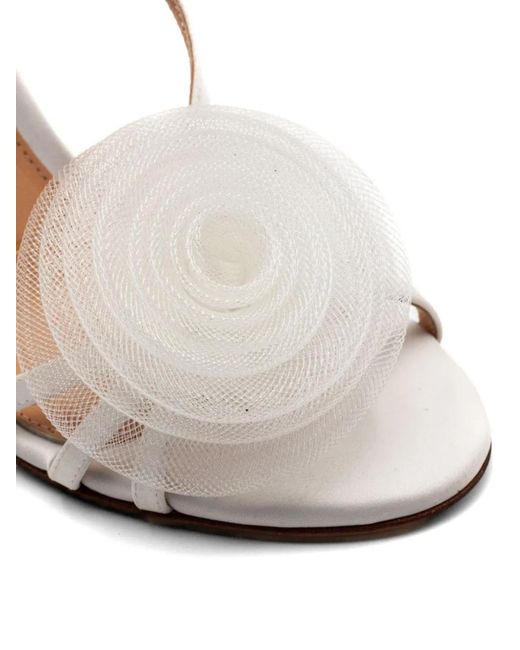 Chantal White Floral-Appliqué Sandals