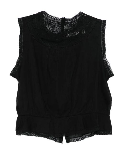 Doen Black Lilibet Lace-Trimmed Sleeveless Top