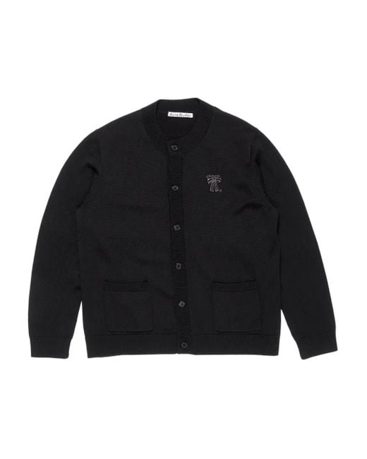 Acne Black Ribbed Button-Up Cardigan for men