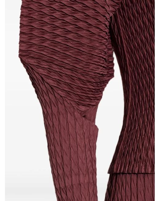 Issey Miyake Red Sleek Pleats Pleated Puff-Sleeve Cardigan