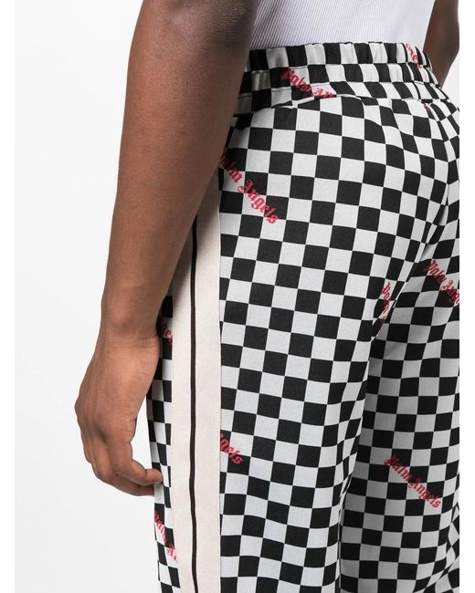 Palm Angels Black Check-Pattern Track Pants for men