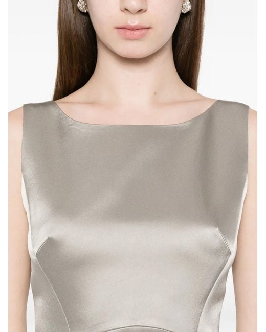Fely Campo White Boat Neck Dress