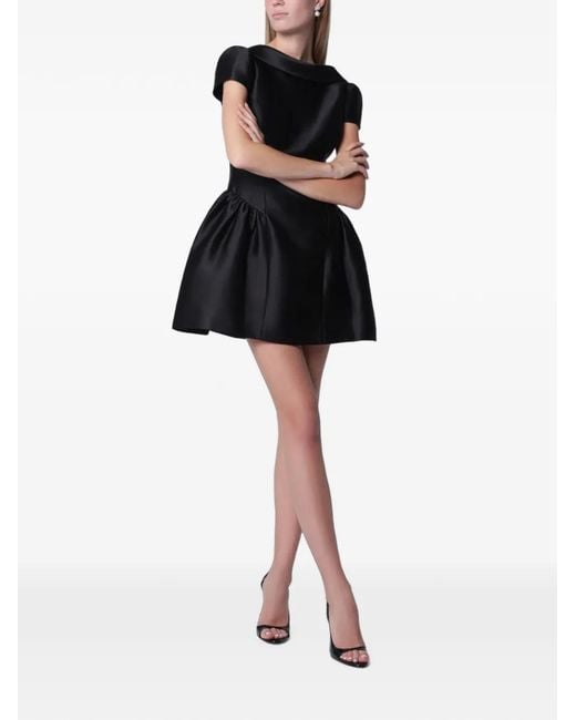 Self-Portrait Black Collared Puff-Sleeve Mini Dress