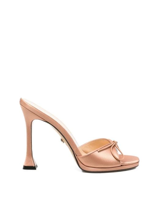 Mach & Mach Brown Little Plateau Bow-Detail Heeled Sandals