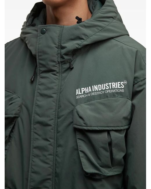 Chaqueta con capucha y múltiples bolsillos Alpha Industries de hombre de color Green