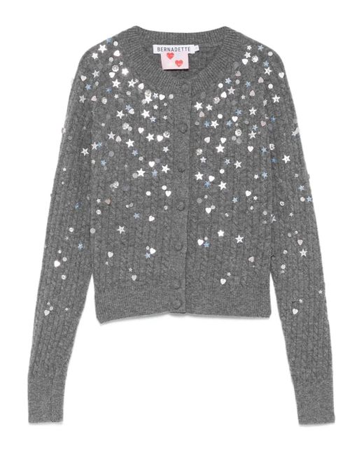 BERNADETTE Gray Cardigan mit Zopfmuster