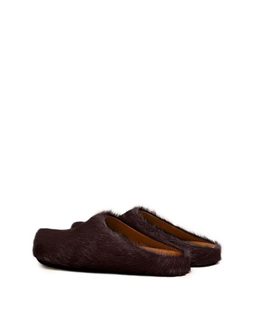 Marni Brown Long-Hair Calfskin Fussbett Sabot for men