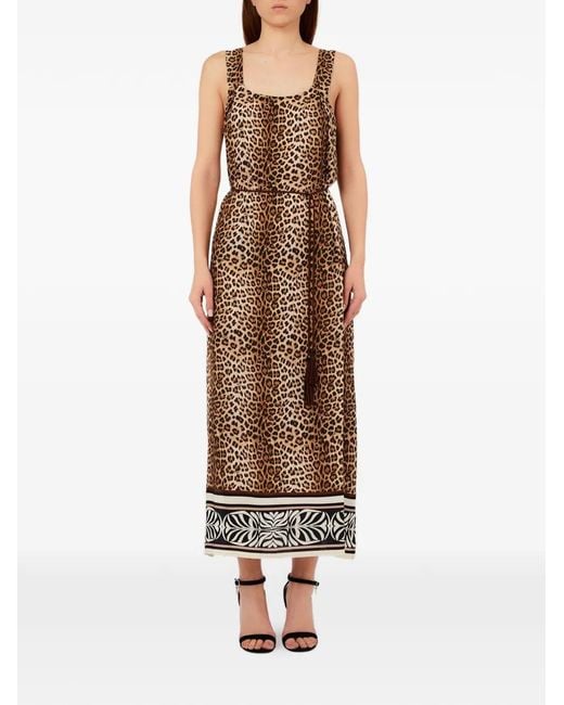 Liu Jo Natural Animal Print Tassel Dress