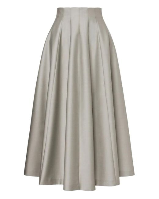 Jupe Mi-Longue À Design Plissé Alberta Ferretti en coloris Gray