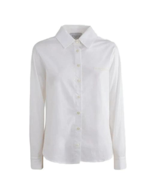 Gaelle Paris White Logo-Embroidered Button-Down Shirt
