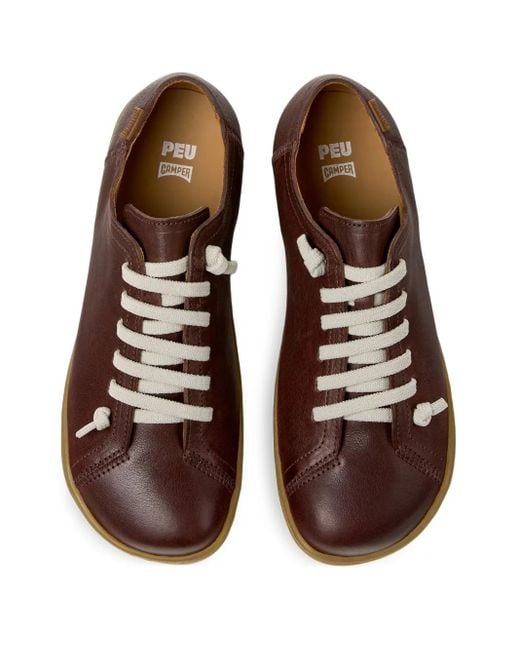 Camper Brown Peu Cami Lace-Up Leather Sneakers